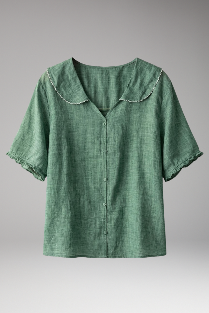 Women’s Blouse with Button Front and Wide Collar