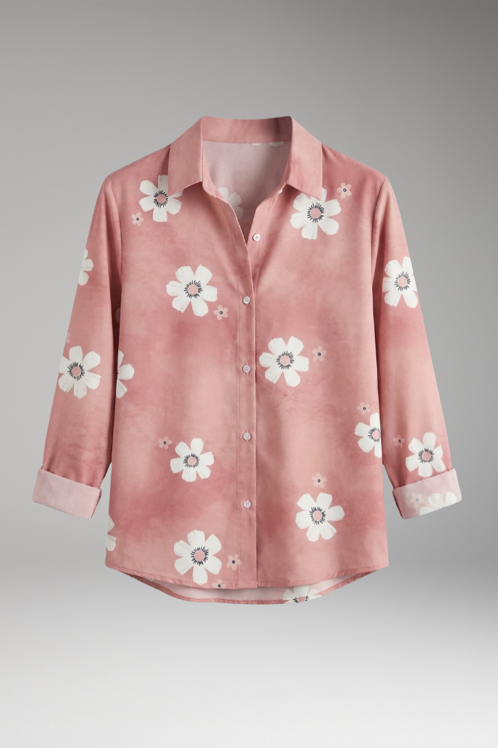 Women’s Blouse with Collar Neck and Button Closure