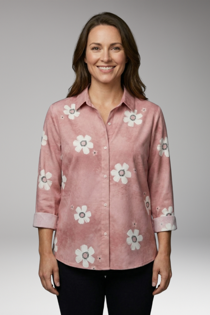Women’s Blouse with Collar Neck and Button Closure