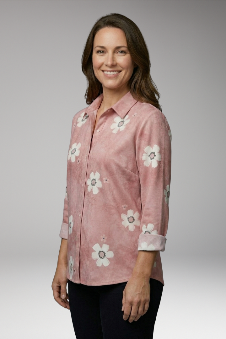 Women’s Blouse with Collar Neck and Button Closure