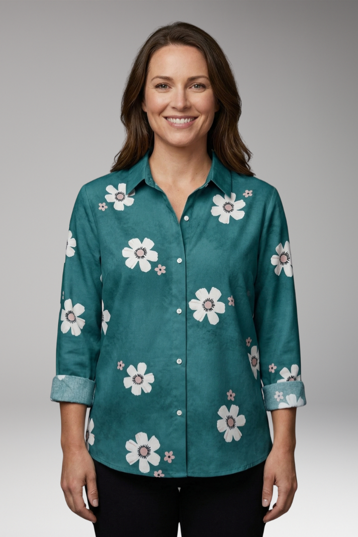 Women’s Blouse with Collar Neck and Button Closure