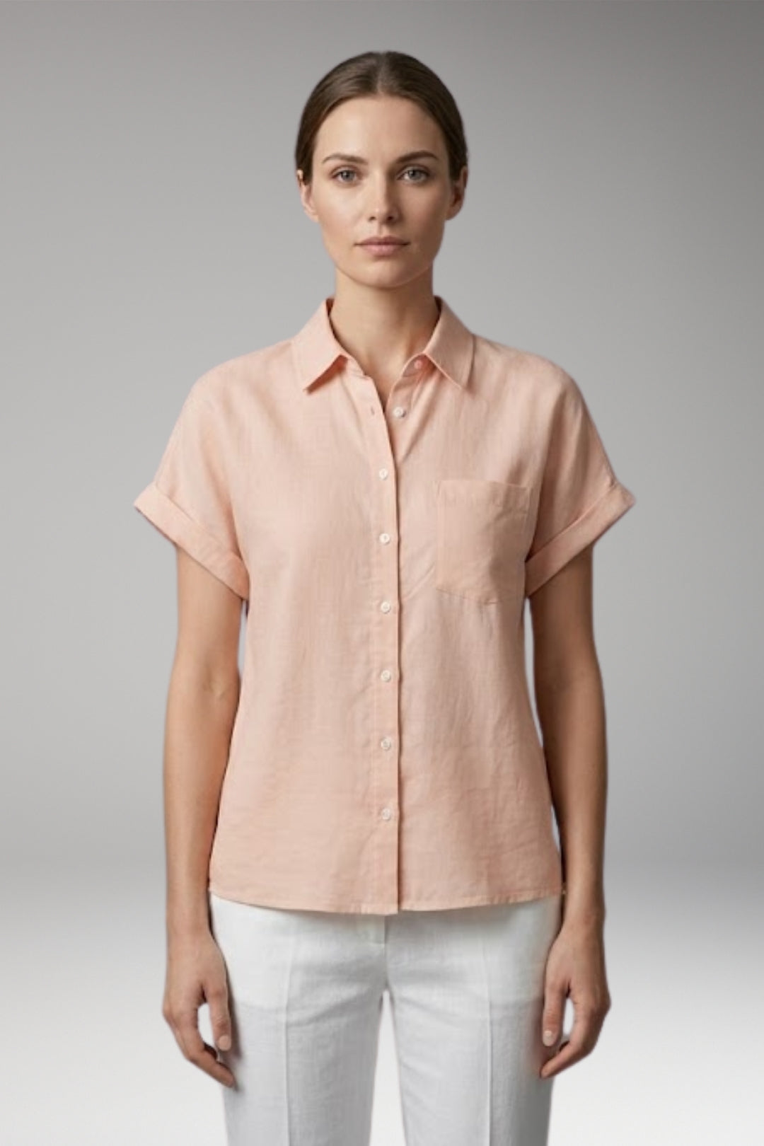 Women’s Blouse with Collar Neckline and Button Closure