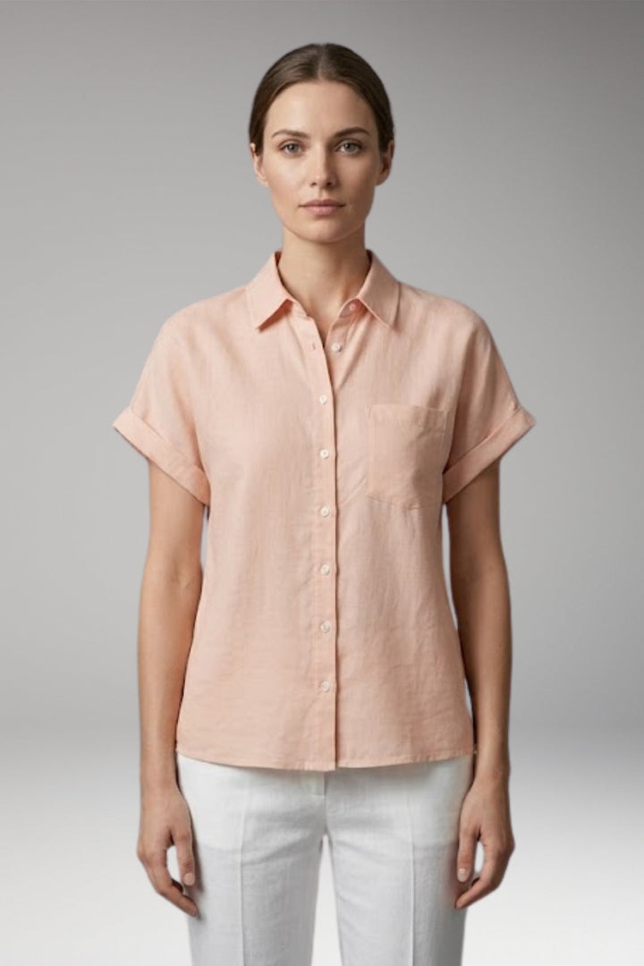 Women’s Blouse with Collar Neckline and Button Closure
