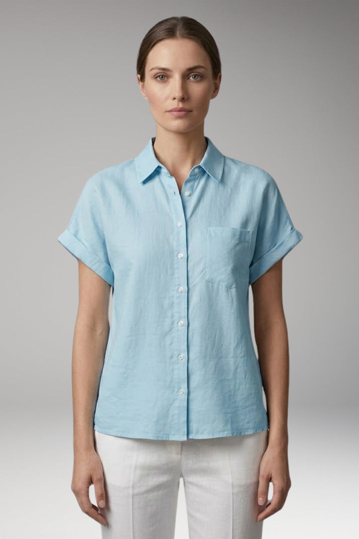 Women’s Blouse with Collar Neckline and Button Closure