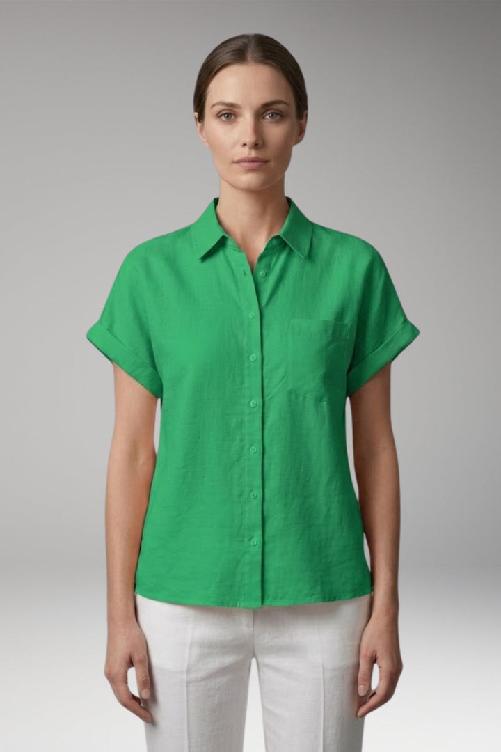 Women’s Blouse with Collar Neckline and Button Closure
