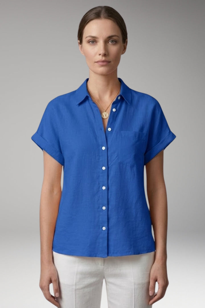 Women’s Blouse with Collar Neckline and Button Closure