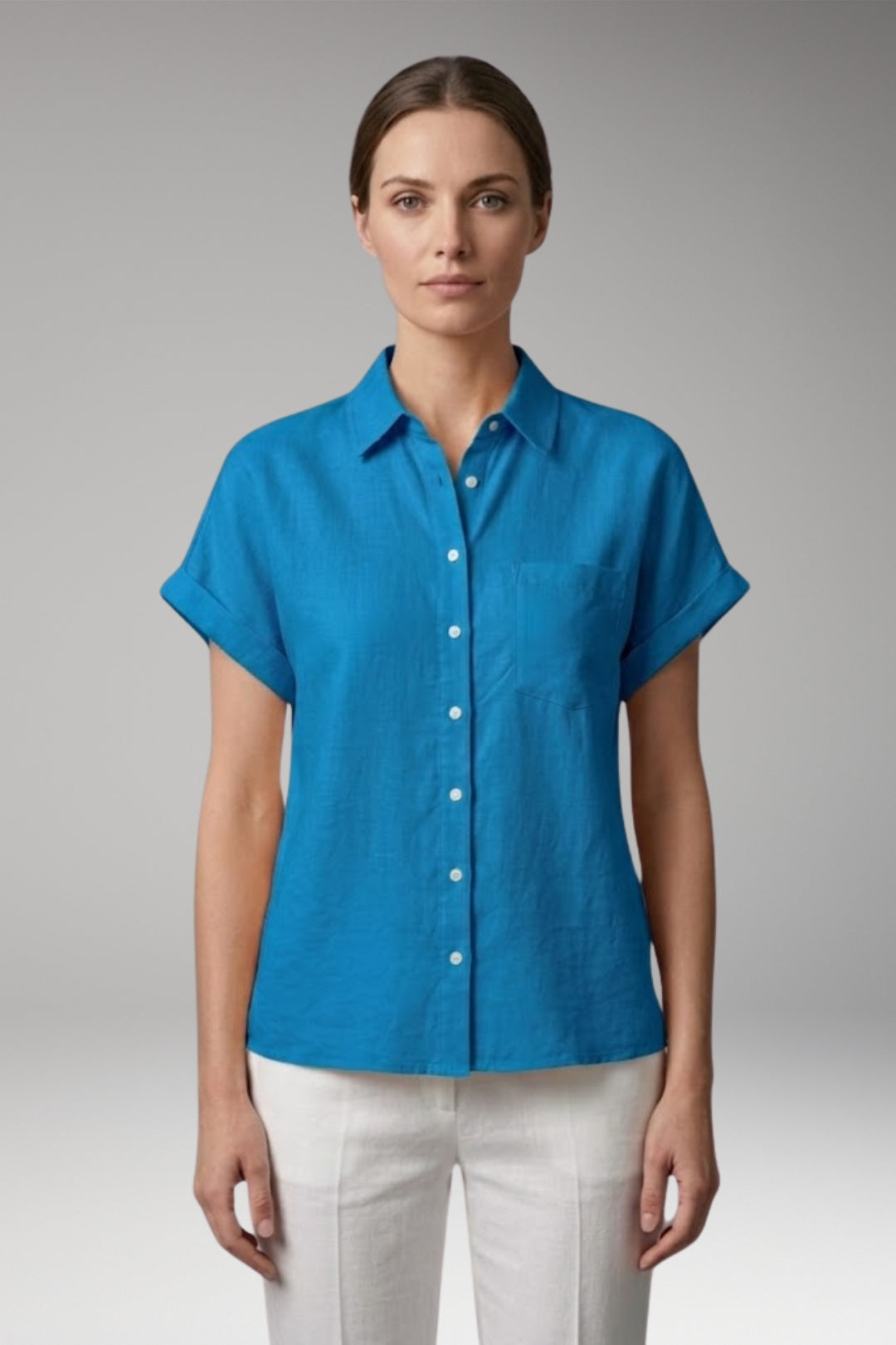 Women’s Blouse with Collar Neckline and Button Closure