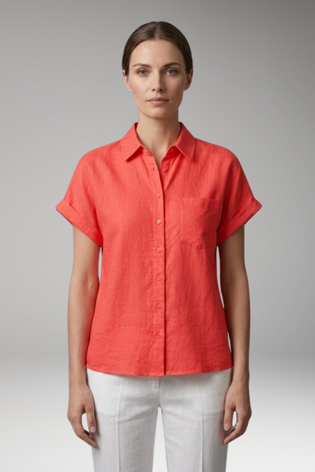Women’s Blouse with Collar Neckline and Button Closure
