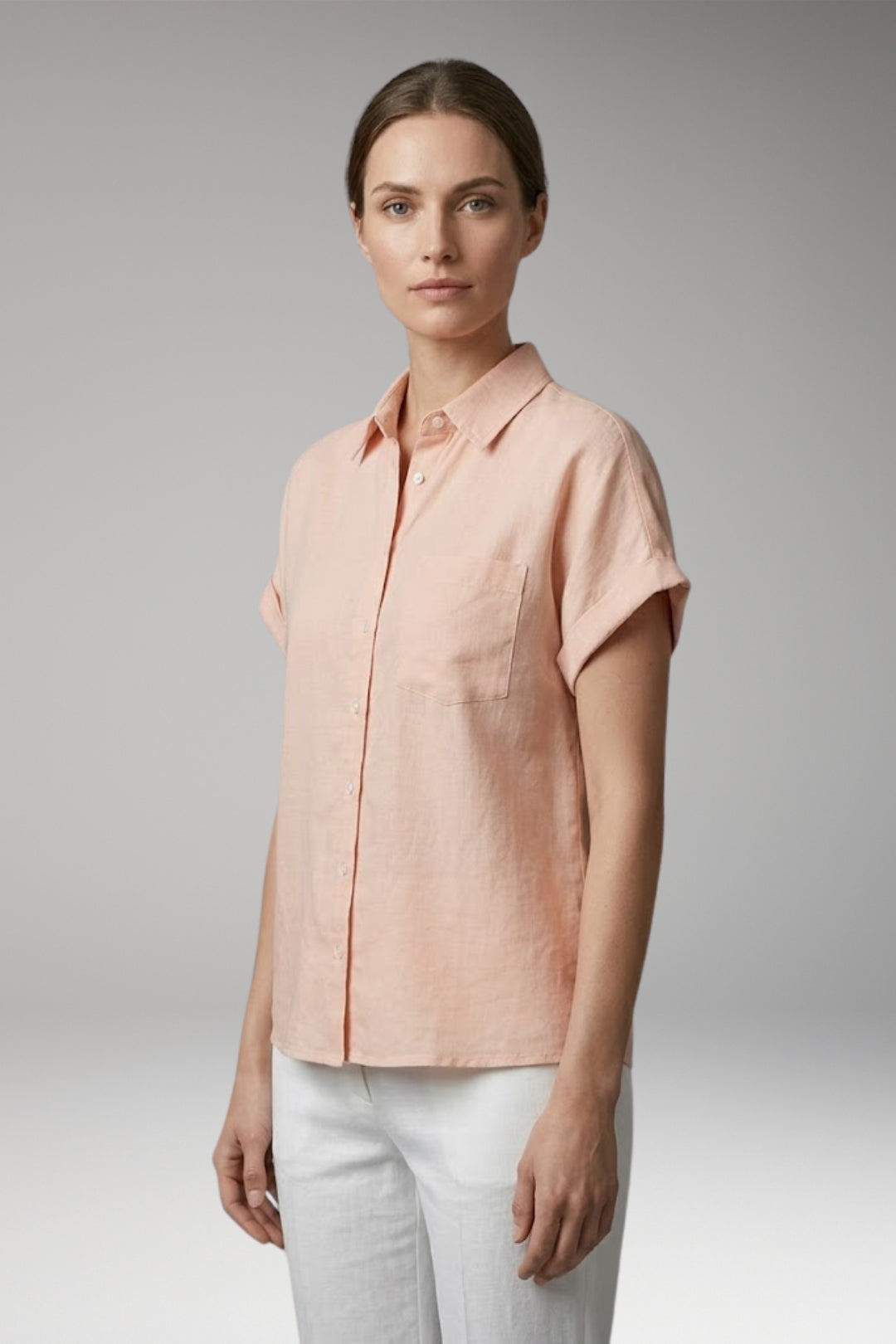 Women’s Blouse with Collar Neckline and Button Closure