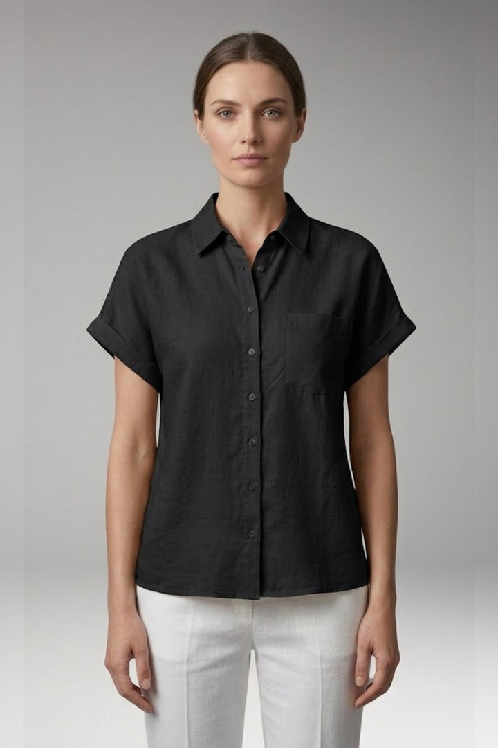 Women’s Blouse with Collar Neckline and Button Closure