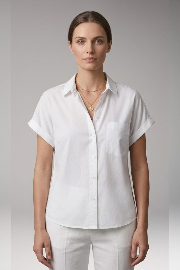 Women’s Blouse with Collar Neckline and Button Closure