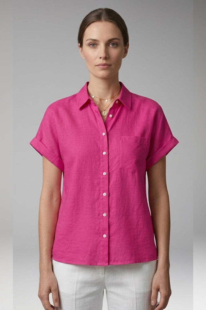 Women’s Blouse with Collar Neckline and Button Closure