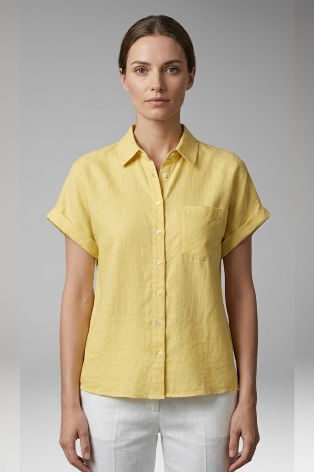 Women’s Blouse with Collar Neckline and Button Closure
