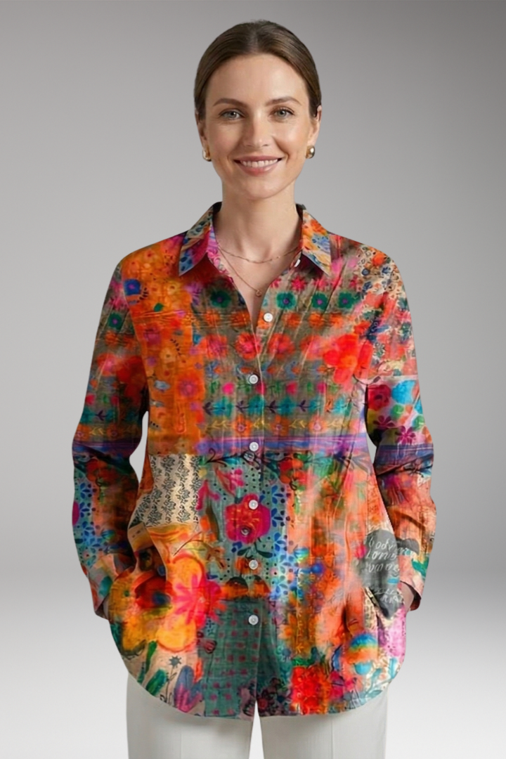 Women’s Blouse with Collar and Button Closure