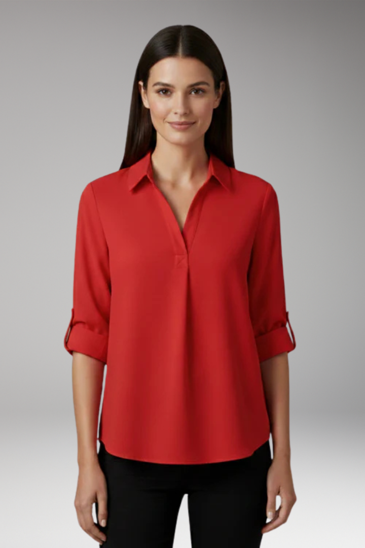 Women's Blouse with Collar and Button Front