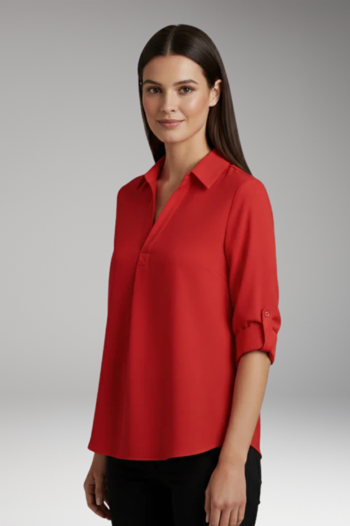 Women's Blouse with Collar and Button Front