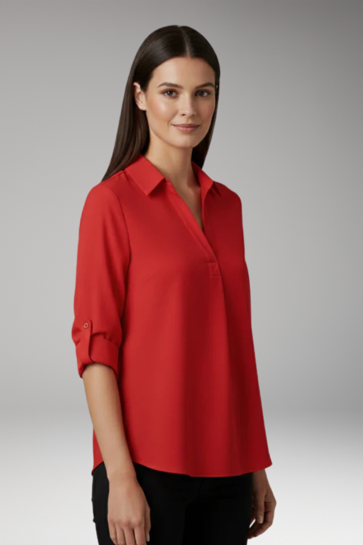 Women's Blouse with Collar and Button Front