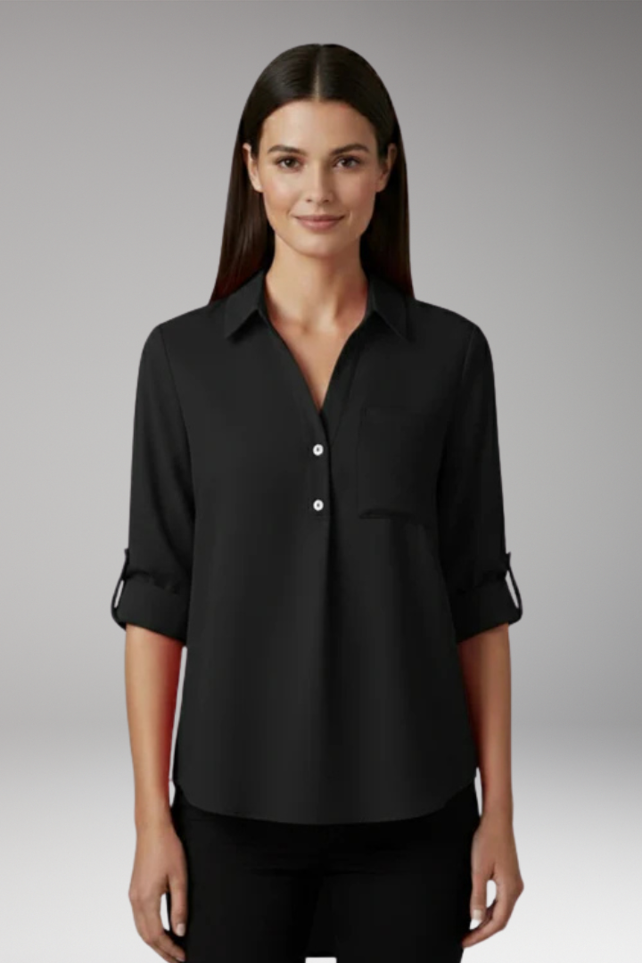 Women's Blouse with Collar and Button Front
