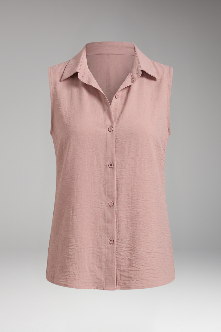 Women’s Blouse with Collar and Sleeveless Cut
