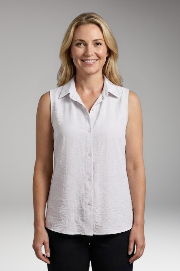 Women’s Blouse with Collar and Sleeveless Cut