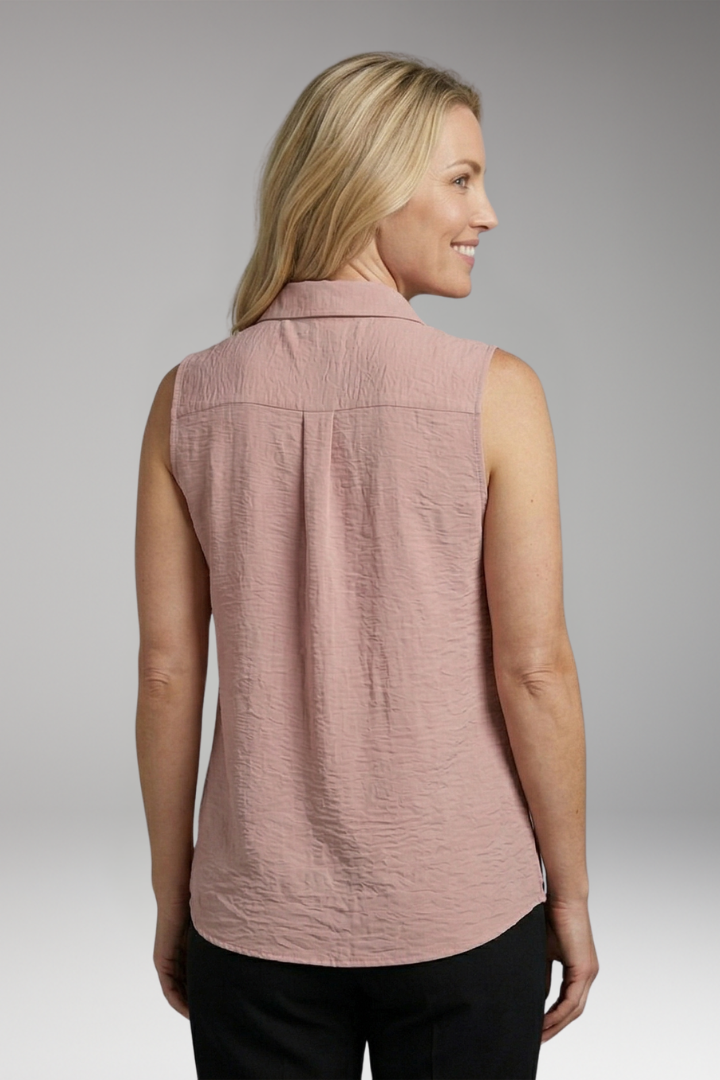 Women’s Blouse with Collar and Sleeveless Cut