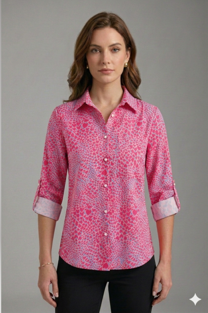Women’s Blouse with Collared Neckline and Long Sleeves