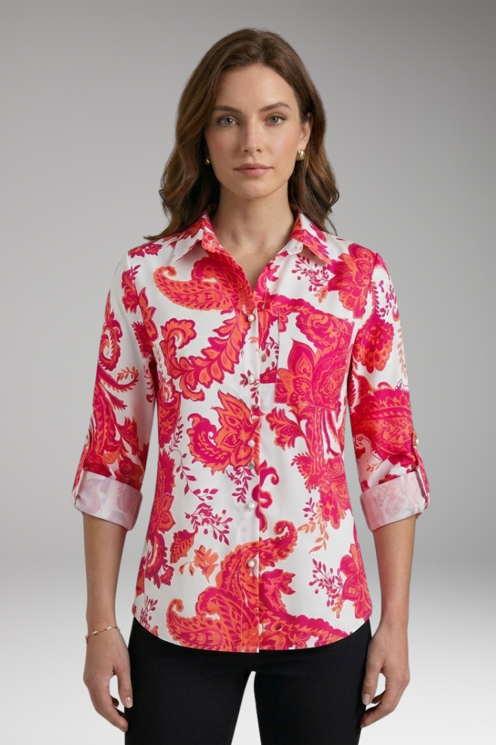Women’s Blouse with Collared Neckline and Long Sleeves
