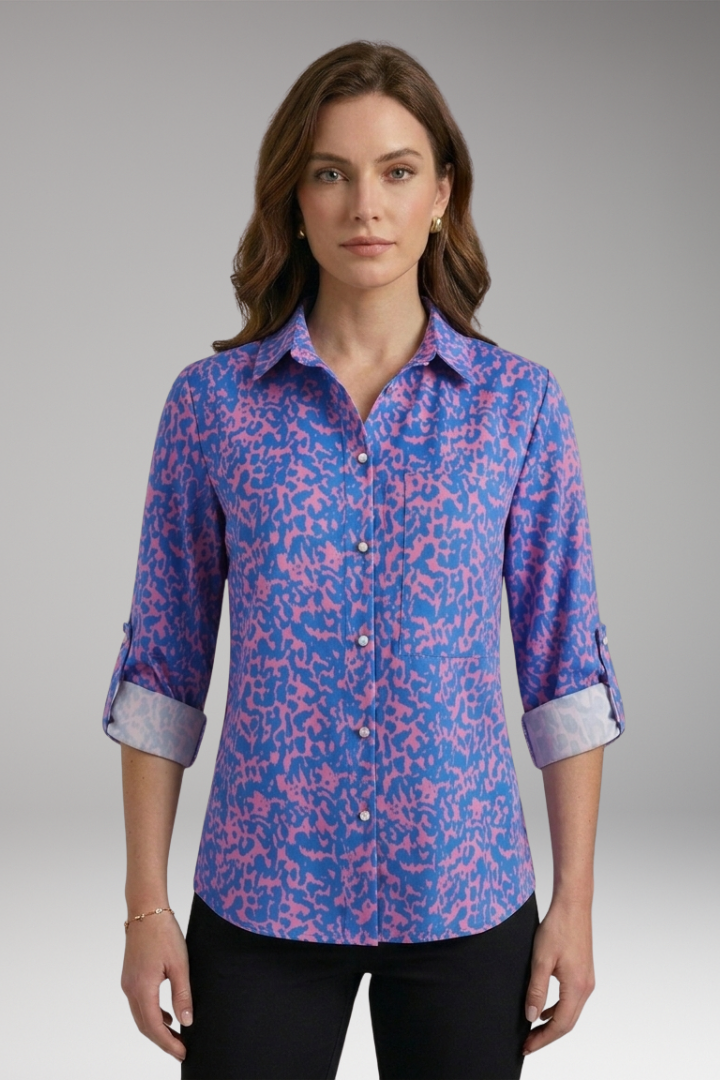 Women’s Blouse with Collared Neckline and Long Sleeves