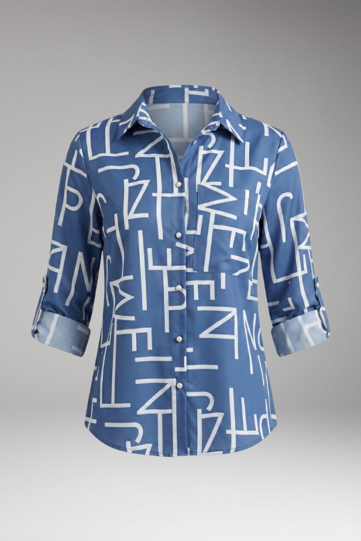 Women’s Blouse with Collared Neckline and Long Sleeves