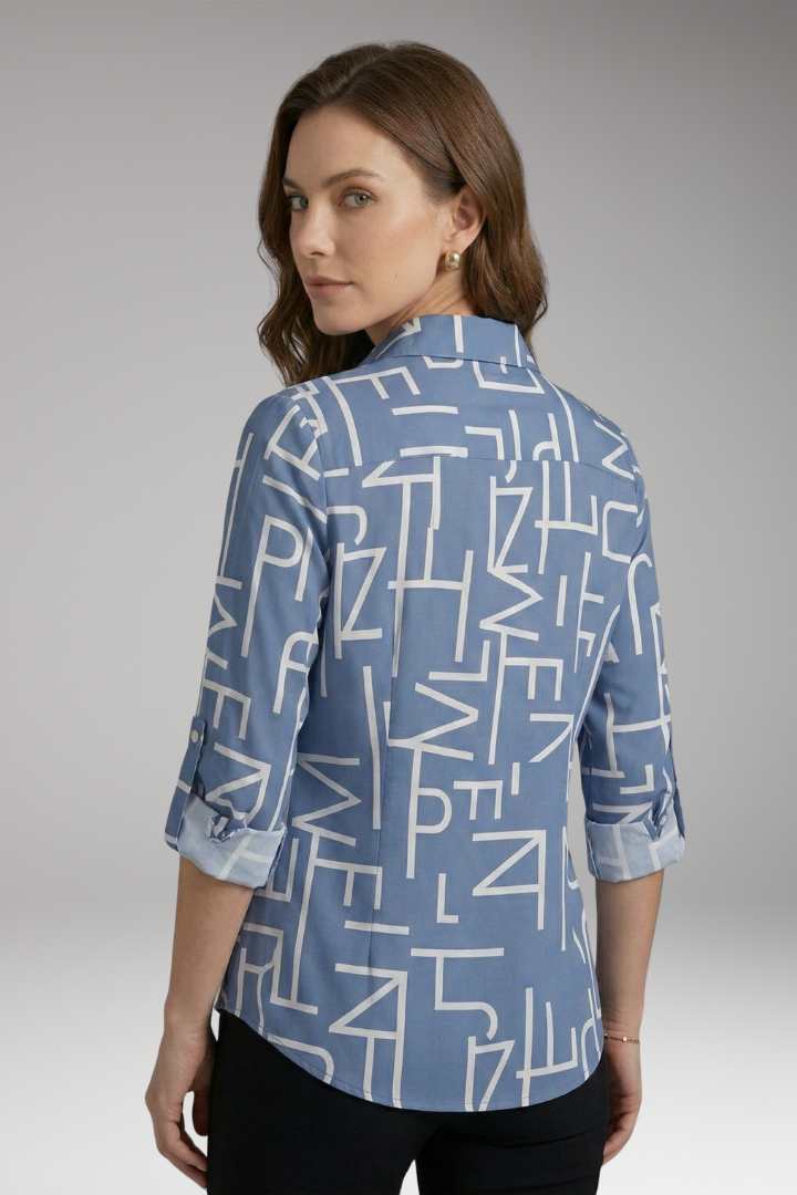 Women’s Blouse with Collared Neckline and Long Sleeves