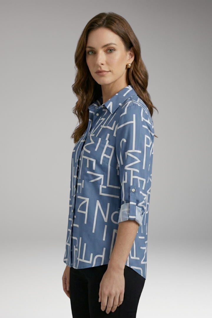 Women’s Blouse with Collared Neckline and Long Sleeves