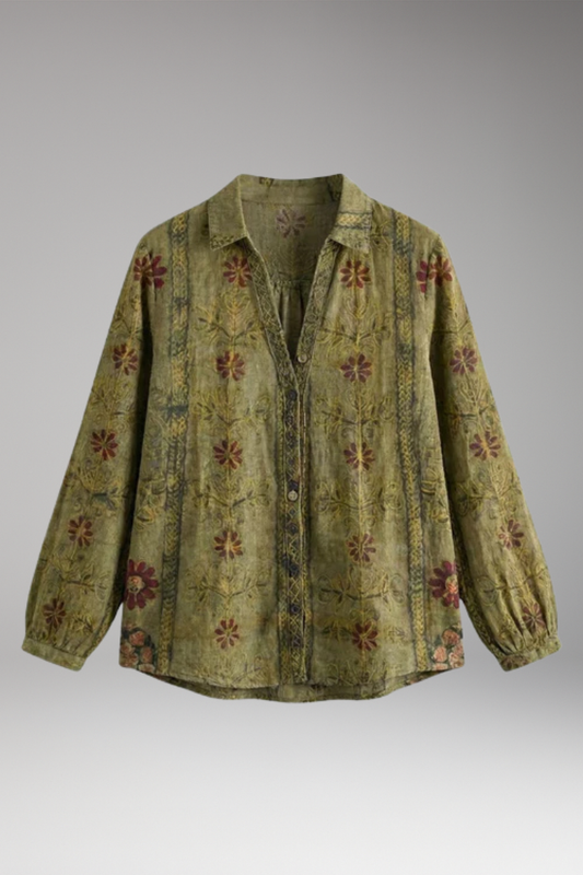 Women's Blouse with Collared Neckline and Plain Woven Surface