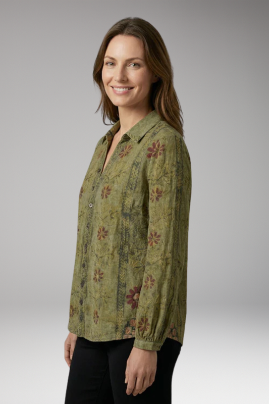 Women's Blouse with Collared Neckline and Plain Woven Surface
