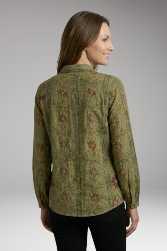 Women's Blouse with Collared Neckline and Plain Woven Surface