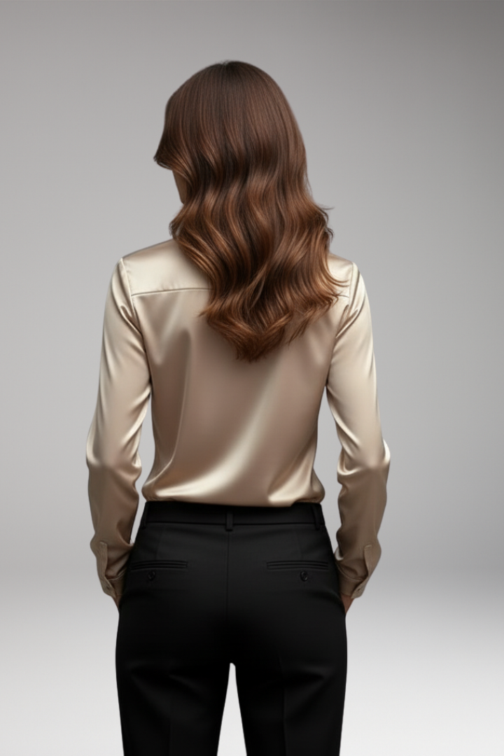 Women’s Blouse with Cowl Neckline and Long Sleeves