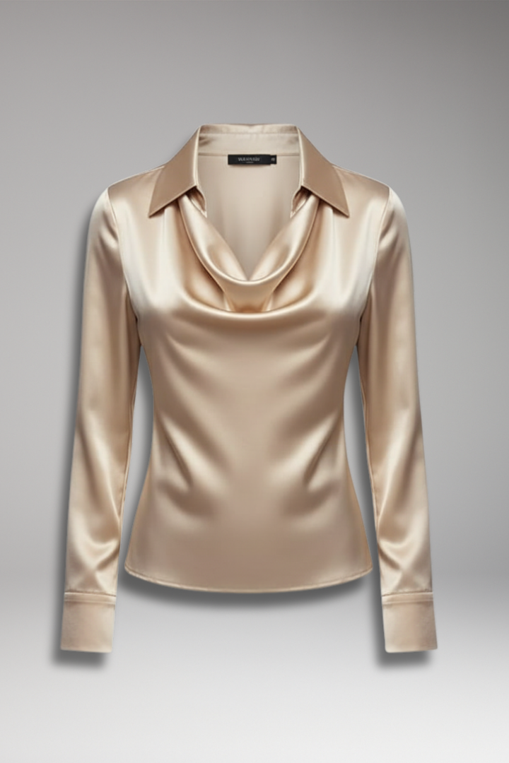 Women’s Blouse with Cowl Neckline and Long Sleeves