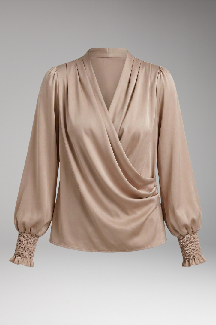 Women's Blouse with Crisscross Design and V-Neck