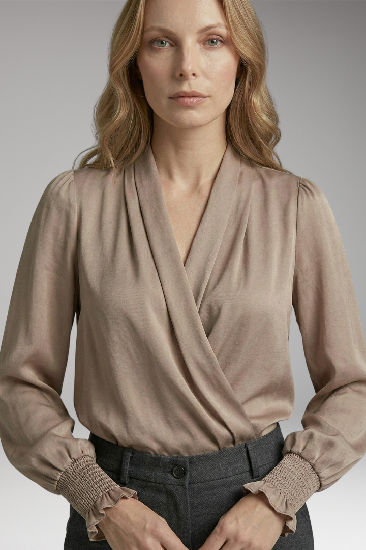 Women's Blouse with Crisscross Design and V-Neck