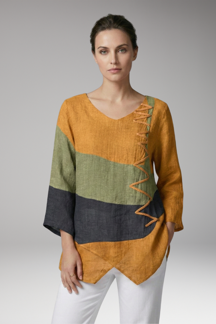 Women's Blouse with Floral Print and Collared Neck