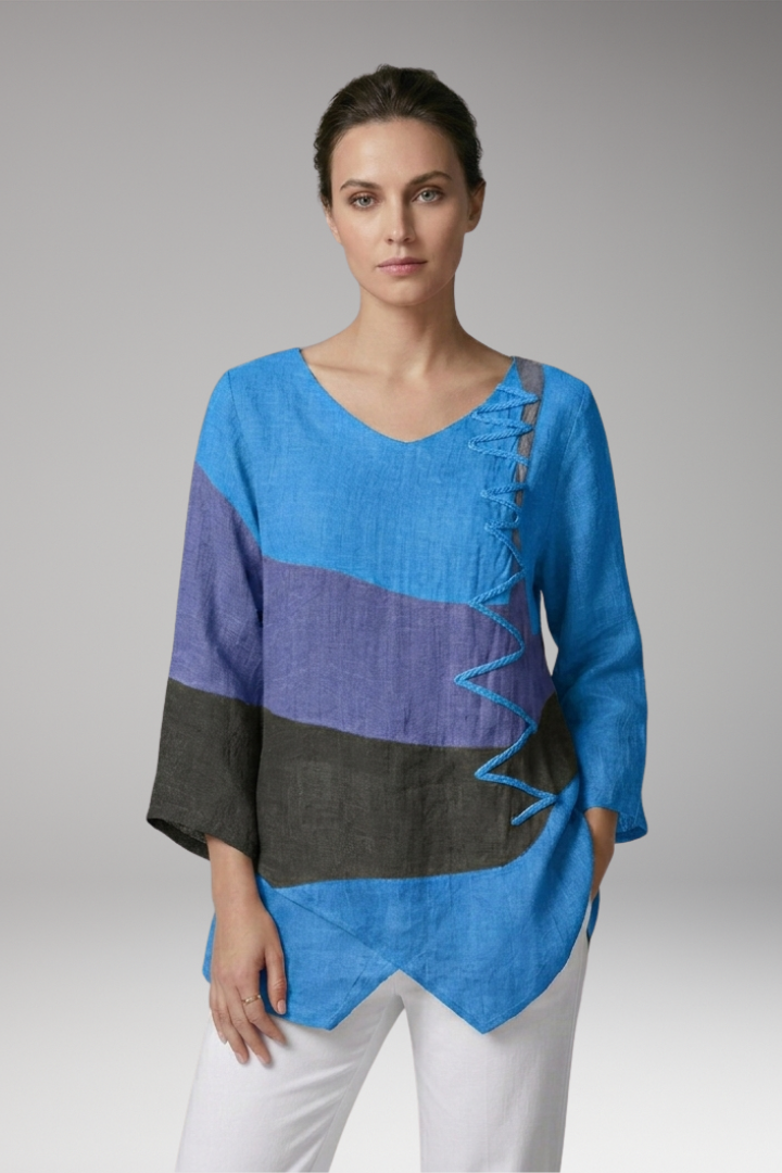 Women's Blouse with Floral Print and Collared Neck