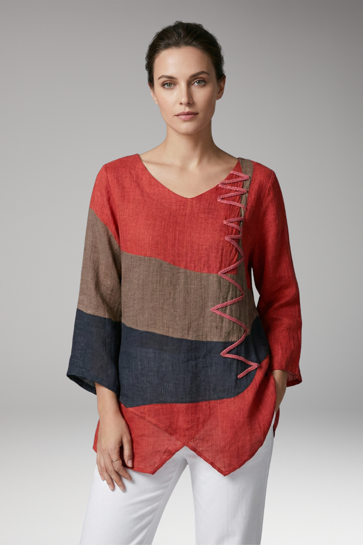 Women's Blouse with Floral Print and Collared Neck