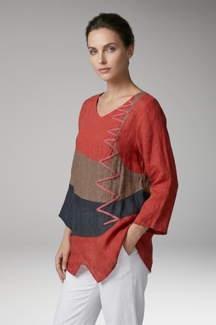 Women's Blouse with Floral Print and Collared Neck