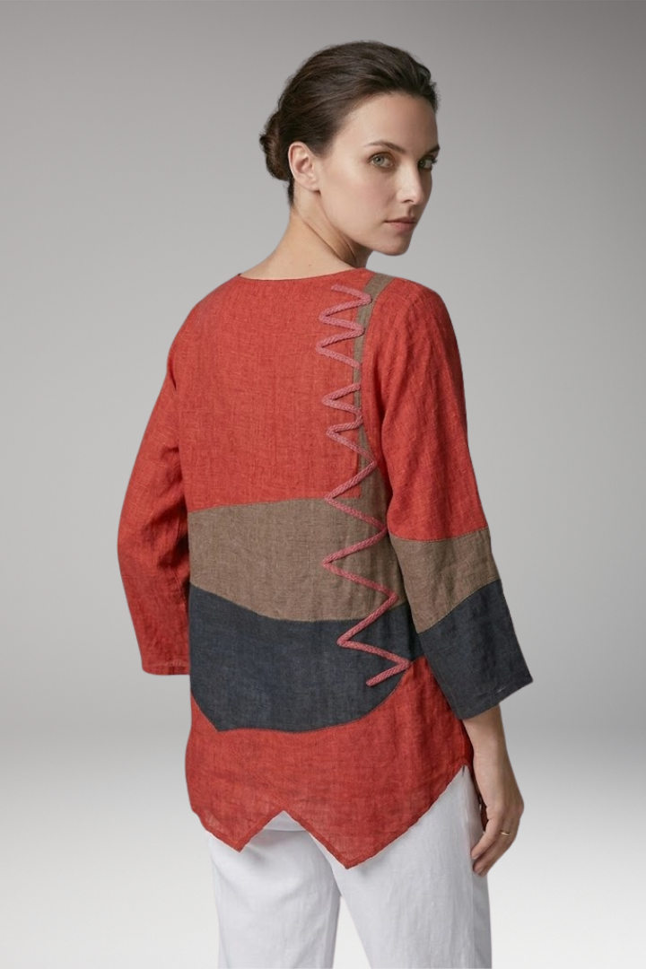 Women's Blouse with Floral Print and Collared Neck