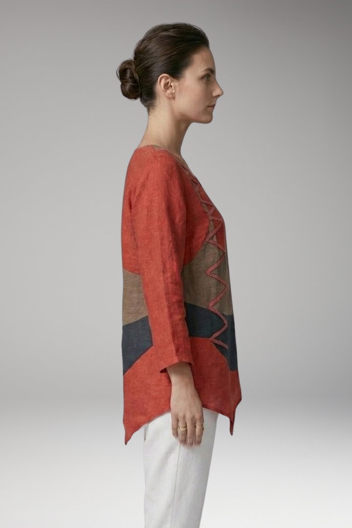 Women's Blouse with Floral Print and Collared Neck