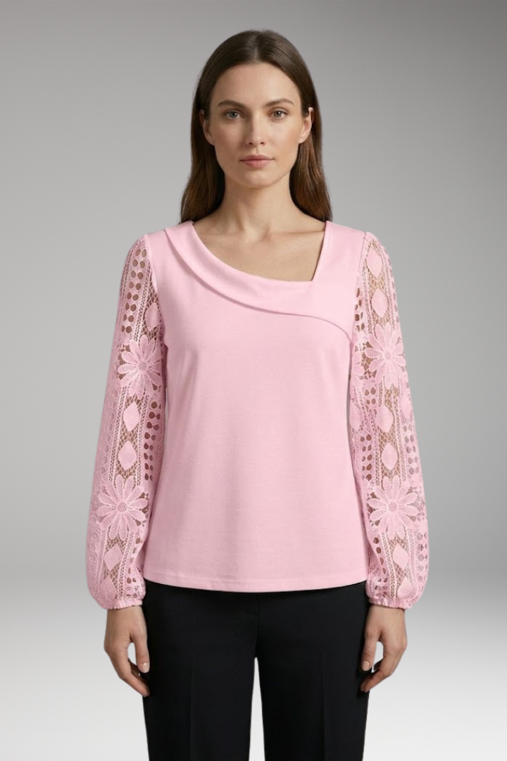 Women's Blouse with Lace Sleeves and Loose Fit