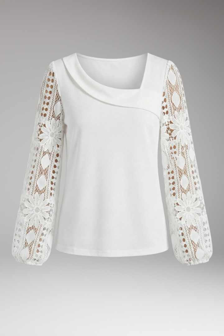 Women's Blouse with Lace Sleeves and Loose Fit