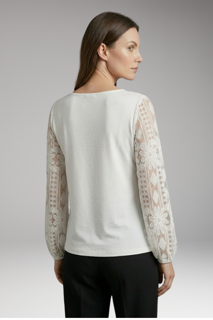 Women's Blouse with Lace Sleeves and Loose Fit