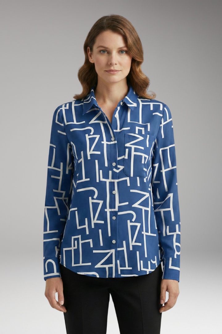 Women’s Blouse with Long Sleeves and Button-Down Front