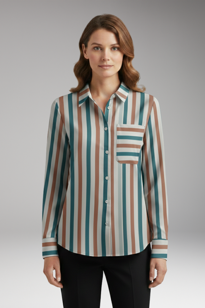 Women’s Blouse with Long Sleeves and Button-Down Front