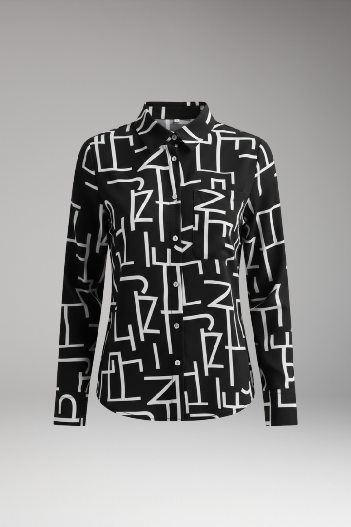 Women’s Blouse with Long Sleeves and Button-Down Front